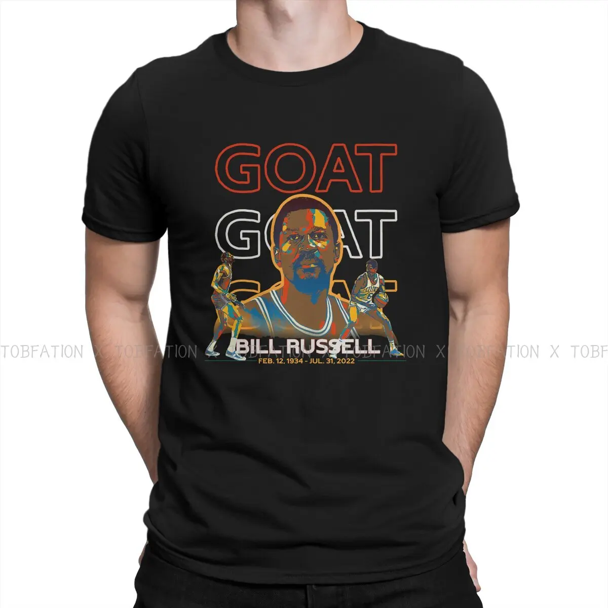 

Bill Russell RIP Fabric TShirt GOAT Classic T Shirt Leisure Men Tee Shirt New Design