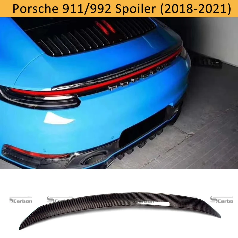 For Porsche Carrera 911 992 SPOILER Car Styling Carbon Fiber Rear Lip Roof Spoiler Trunk Boot Wing 2019-2022