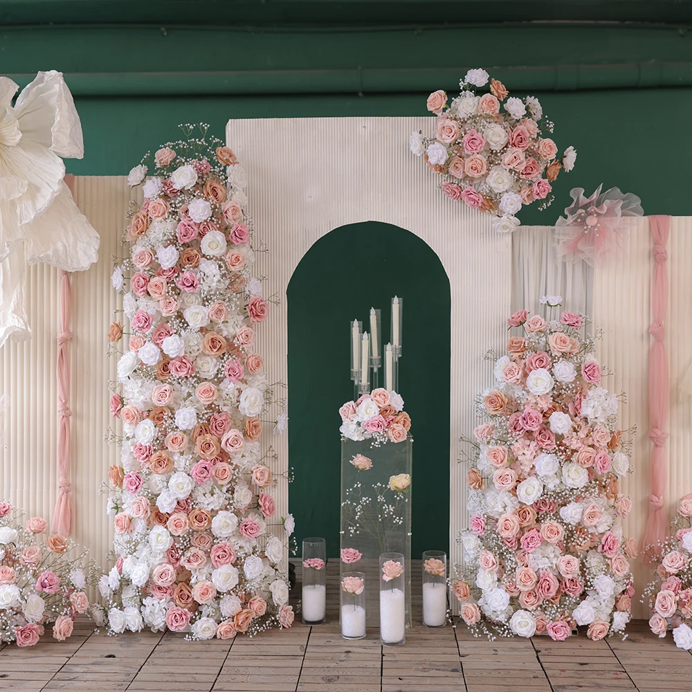 

Silk Artificial Flowers Arrangement for Wedding Birthday Decoration High Quality Dusty Pink Floor Flowers Background Deco JR2616