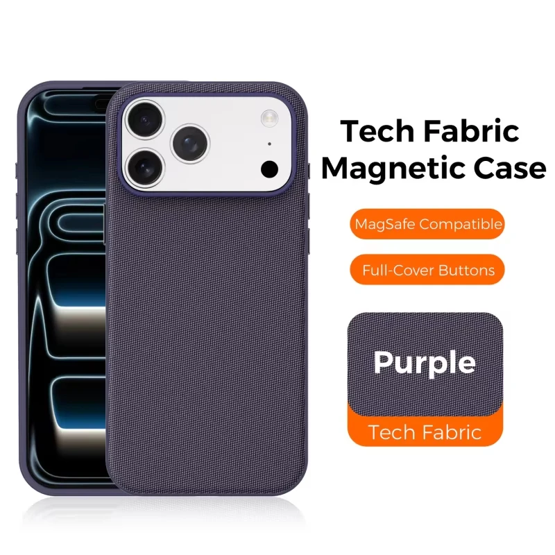Neue Luxus-Tech-Gewebehülle mit magnetischer kabelloser Ladefunktion für iPhone 18 17 Air 13 12 Pro Max 16 15 14 Plus, stoßfeste Abdeckung – Detail 11
