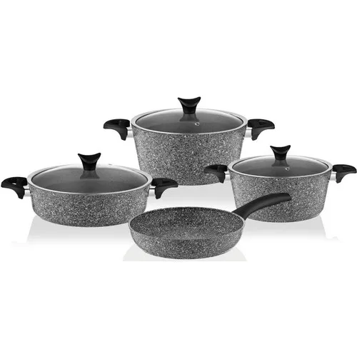 Crown Master Cook 4-Piece 7 Piece Granite Cookware Set Gray