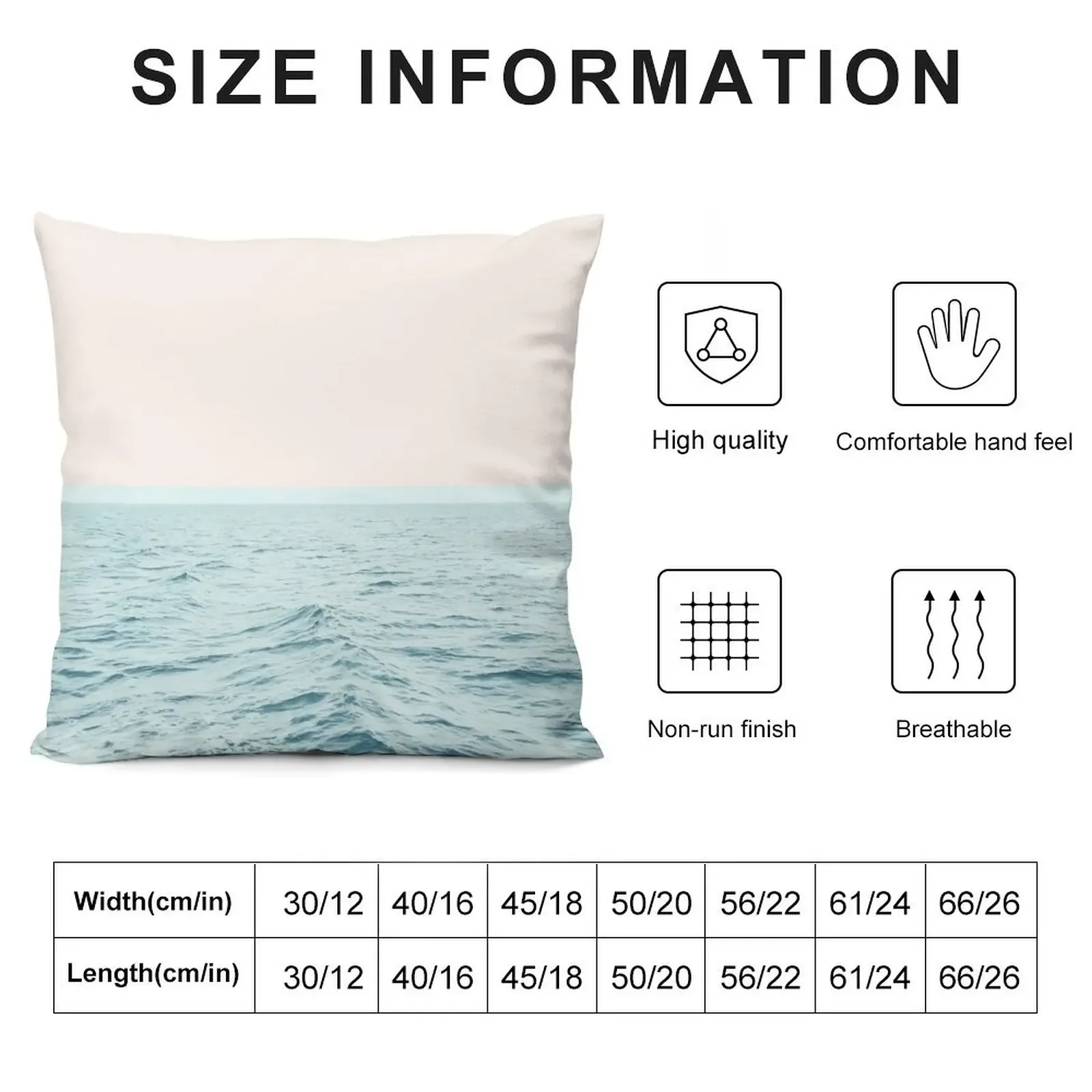 Sea Breeze, Minimal Nature Ocean Photography, Scenic Landscape Pastel Luxe Throw Pillow pillow cover luxury Sofa Cushion pillow