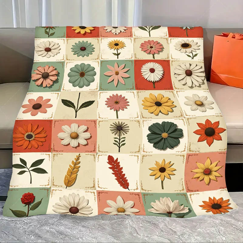 1 قطعة بطانية الفانيلا خمر الأزهار خليط لحاف بطانية لديكور المنزل مريح #1
