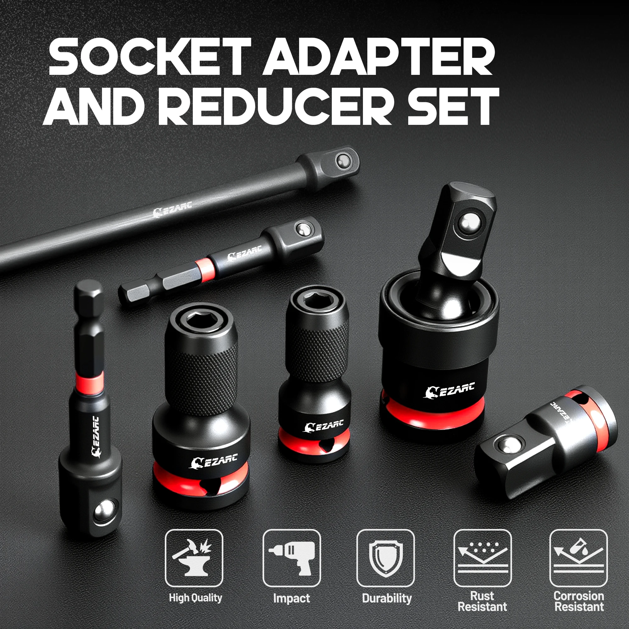EZARC 21pcs Impact Socket Adapter Set with 1/4