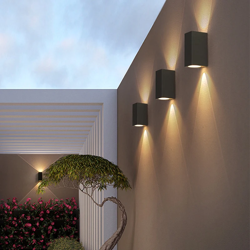 Impermeável interior e exterior LED parede luzes, lâmpada de jardim, varanda luz, lâmpada moderna, GU10, 3W, 6W