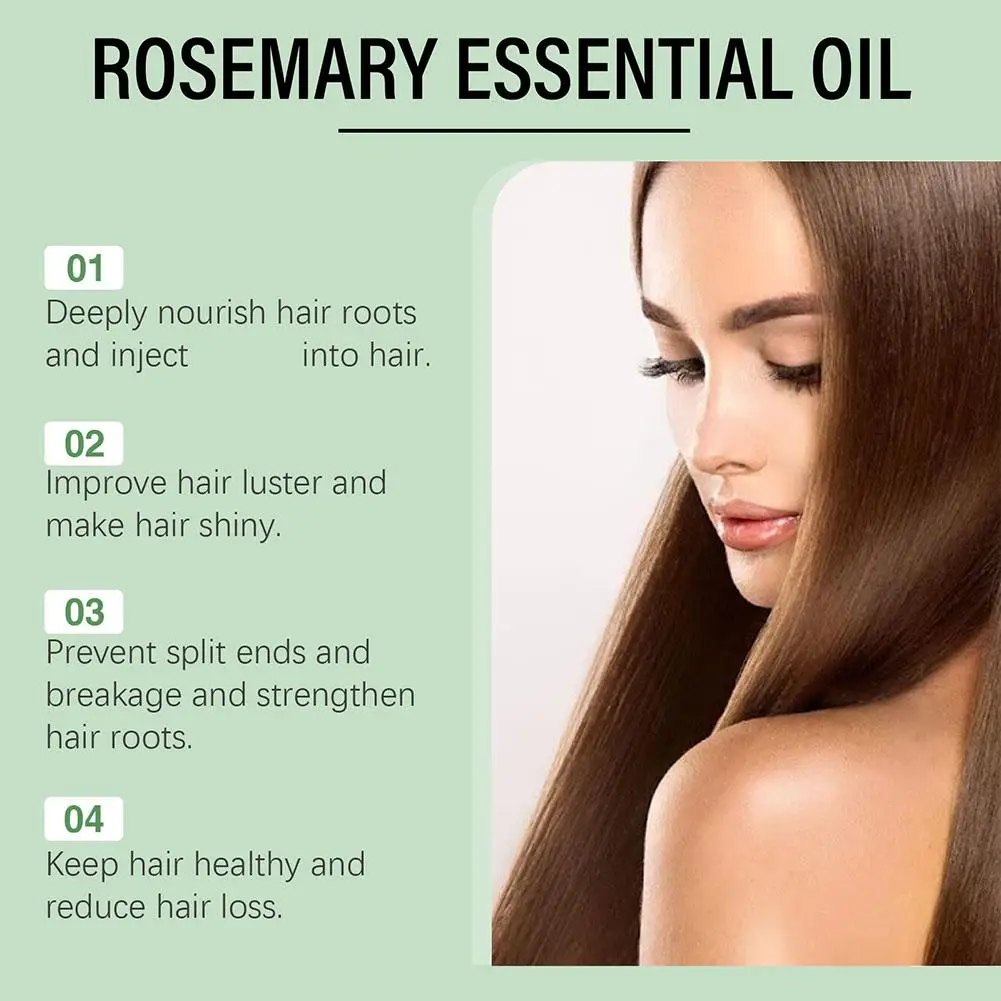 Huile essentielle de romarin pour le soin des cheveux, prévient la perte de cheveux, renforce et nourrit le cuir chevelu, traitement des cheveux secs et lisses