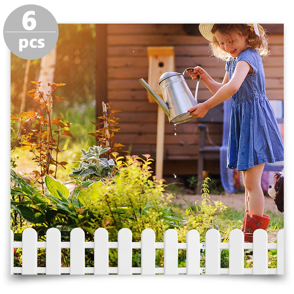 

6 Pcs Decorative Fence 50cm Long 13cm High Round Head Easy Install Garden Courtyard Plastic Yard Scene Fence Pet Barrier
