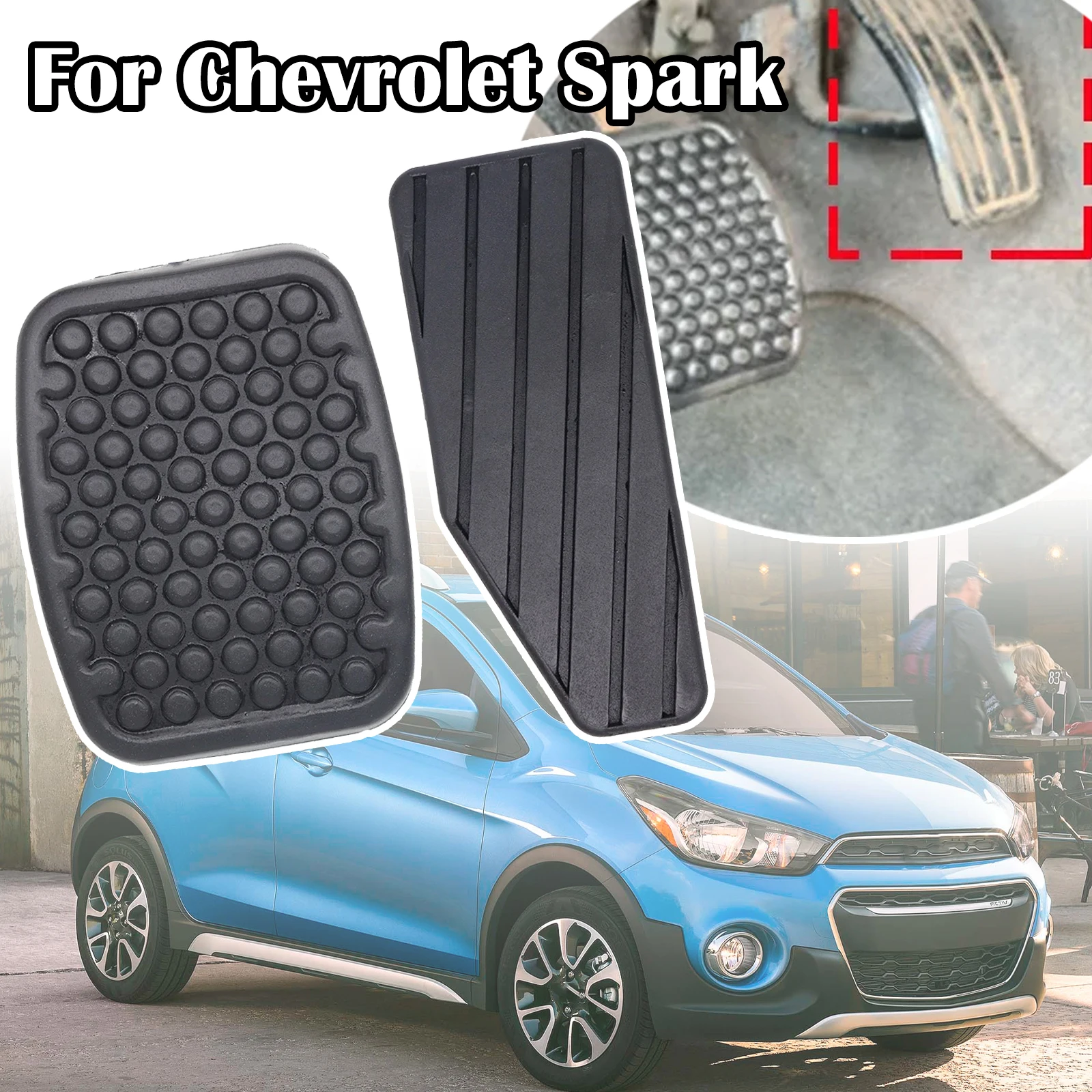 For Chevrolet Spark 2005-2009 Car Rubber Brake Clutch Pedal Feet Foot Pad Throttle Accelerator Cover Replacement Parts 95143073