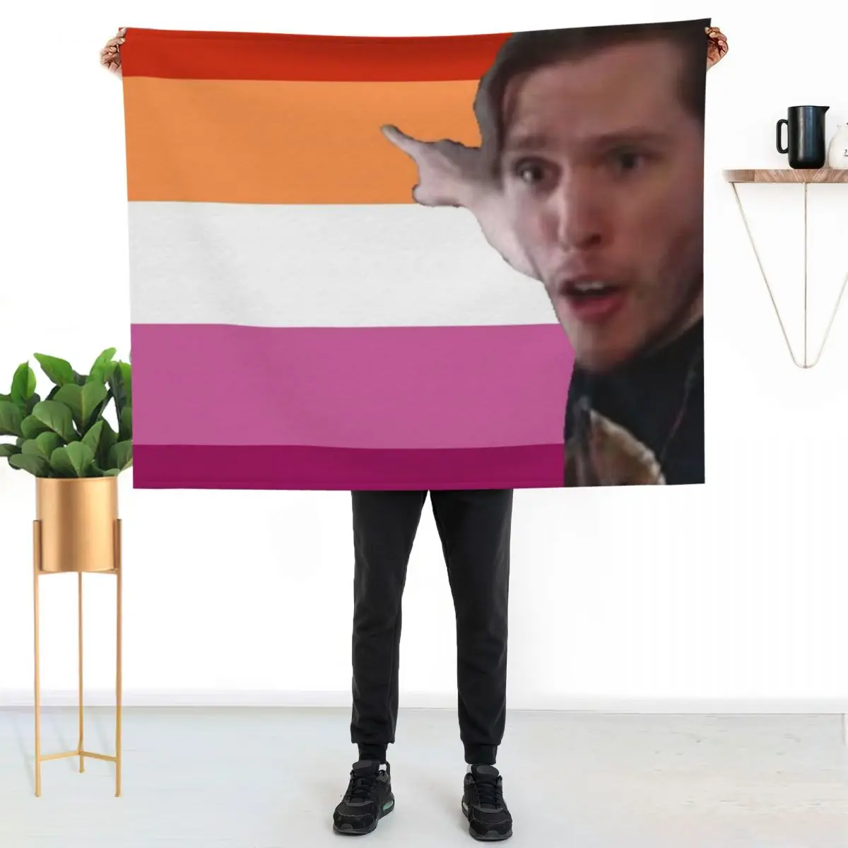 

jerma pointing at the lesbian flag Throw Blanket Lightweight Warm Blanket for Travel Camping