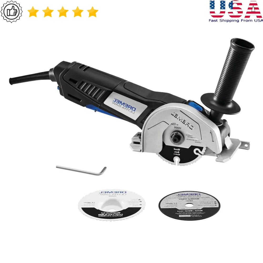 

7.5A 4in Corded Ultra-Saw Compact Circular Tool Kit Flush Plunge Cutting Grinding Surface Prep with Metal Cutting Wheels