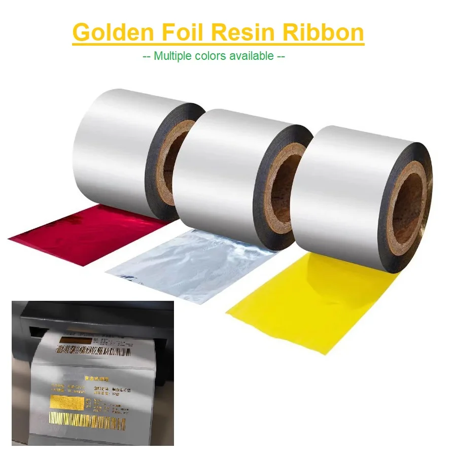 Pita resin foil emas 30 110mm, pita TEH/bunga/kartu ucapan tali nilon film PE cetak pita transfer termal