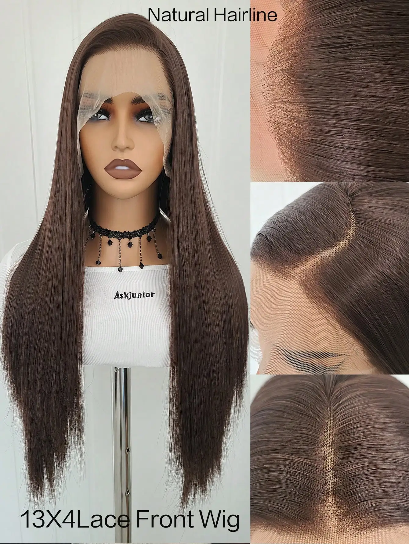24-Inch Long 13x4 Straight Free Parting Lace Front Synthetic Wig Made Of Heat-Resistant Fiber For Daily Wear