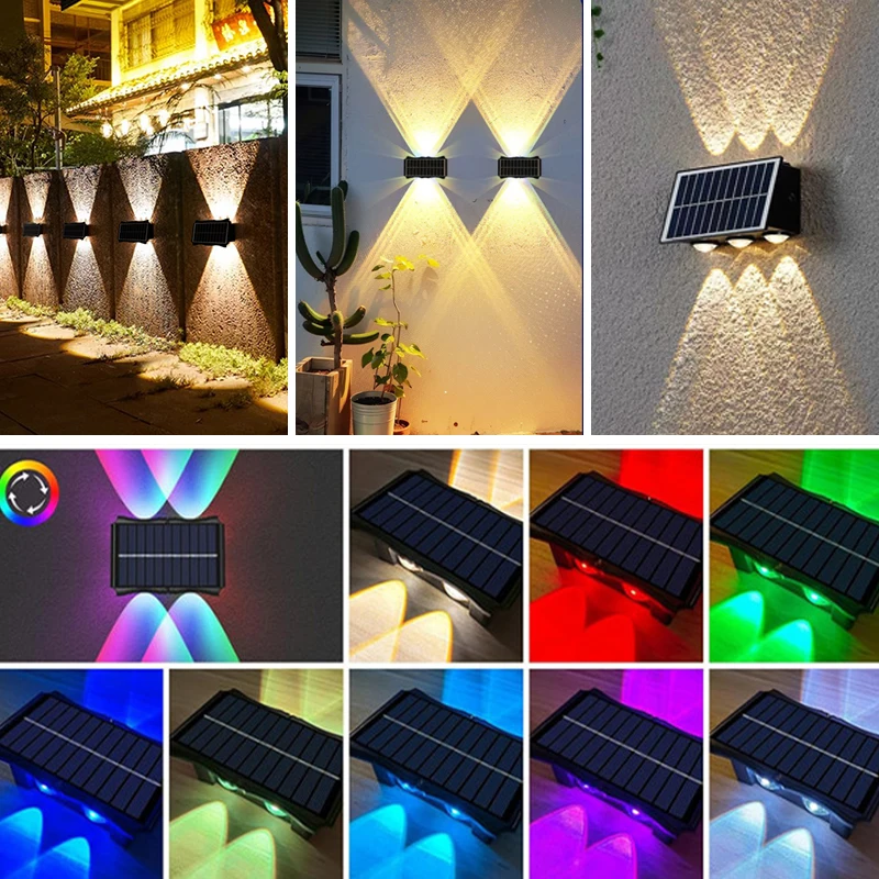 Imagem -02 - Lâmpada de Parede Solar ao ar Livre Impermeável up And Down Lights Luminous Sunlights Home Balcony And Yard Decor Garden Light