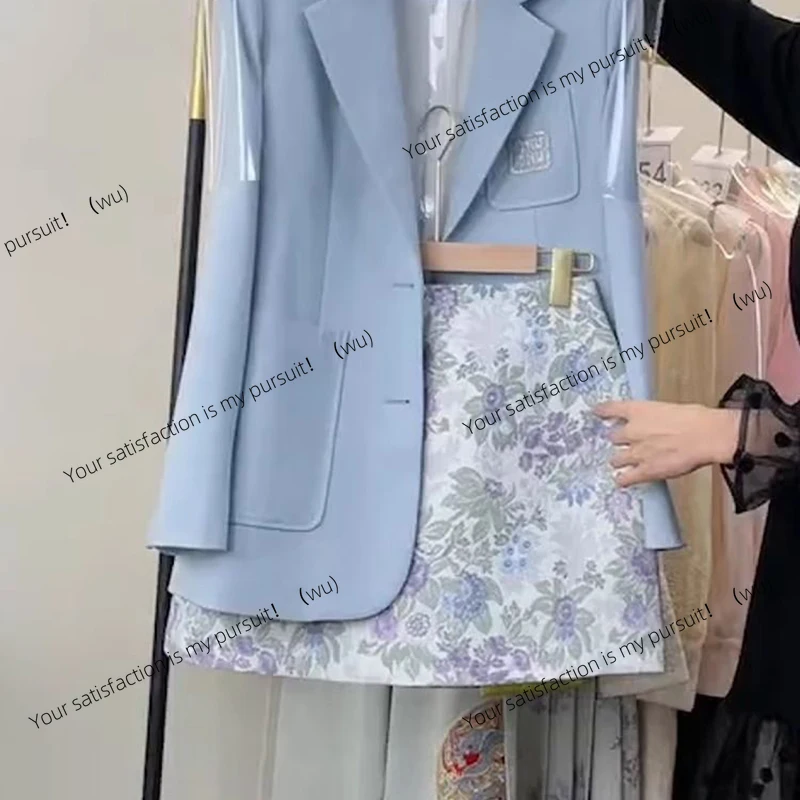 

Юбка, костюм, жилет, юбка, весеннее новое красивое корейское синее пальто, юбка с принтом, женская мода, чувство