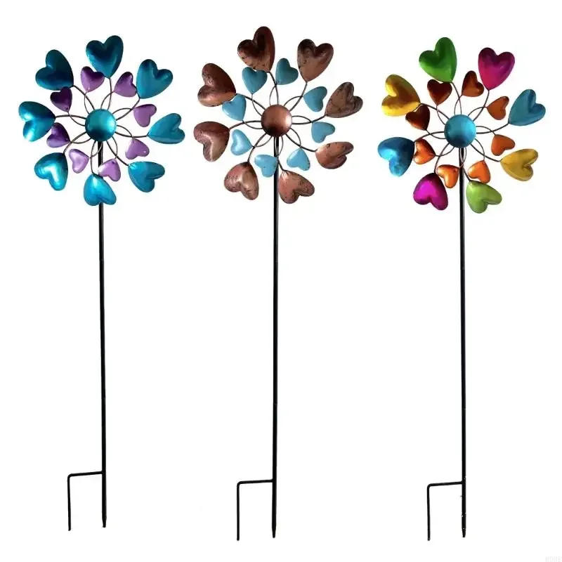 

Handcrafted Metal Garden Wind Spinner Sculpture Metal Windmill Stake Weatherproof Yard Art Decoration For Outdoor Spaces 87HA
