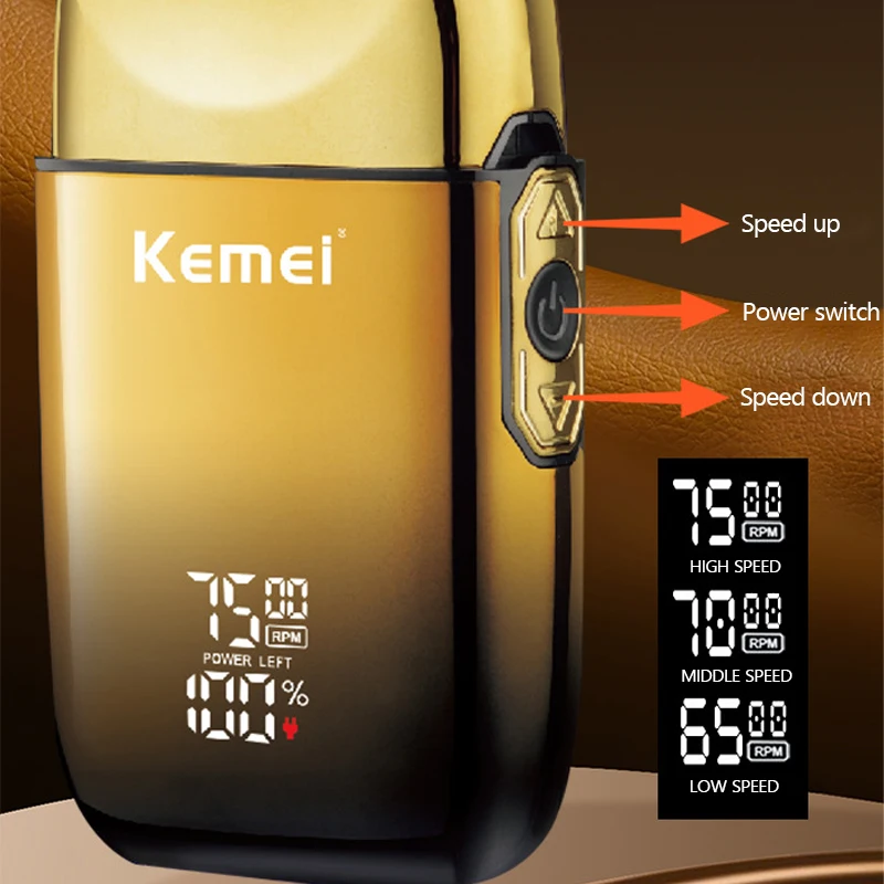 Kemei TX10 Rechargeable Metal Housing Pro Electric Shaver For Men Hair Beard Electric Razor Bald Shaving Machine Finishing Fade