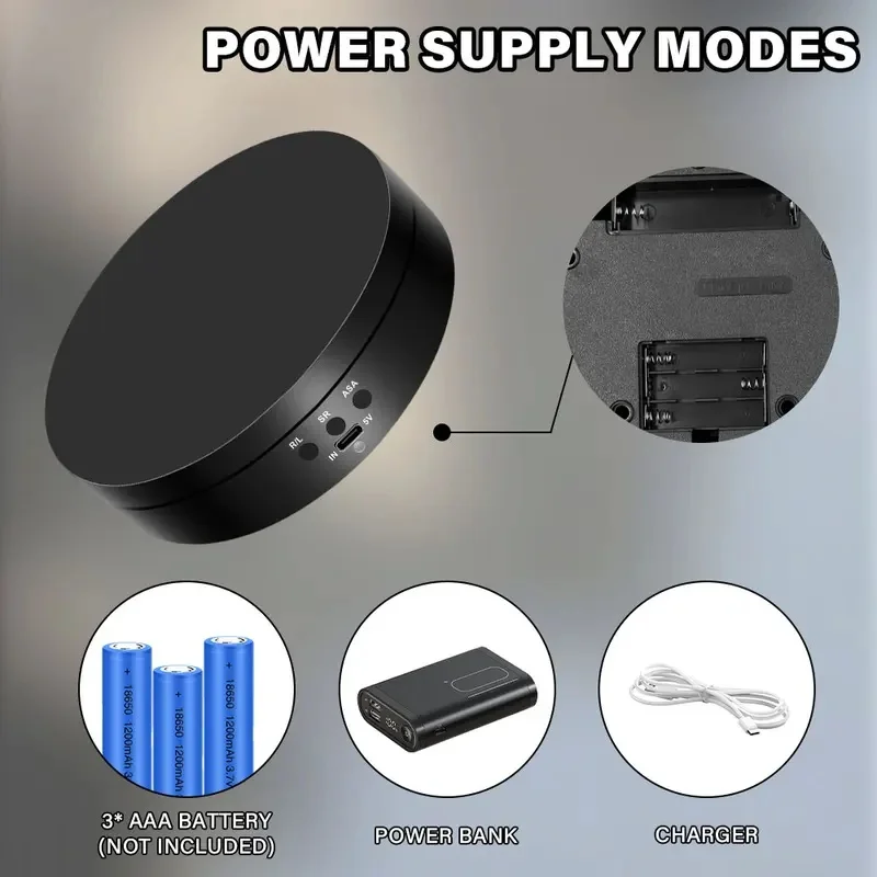 Electric Rotating Display Stand Mirror 360 Degree Turntable Jewelry Holder Battery for Photography Video Shooting Props
