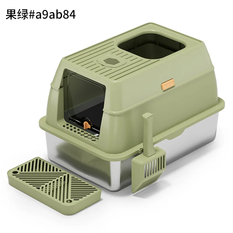 

Suitable forClosed large stainless steel cat litter box, removable, easy to clean, thickened for cross-border cat toilets