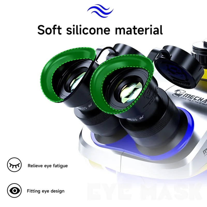 Máscara de ojos microscópica de silicona DFC mecánica, antipolvo/humo, diseño ergonómico para lentes oculares WF10X25, accesorio de herramienta de reparación de laboratorio