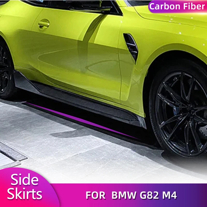 Carbon Fiber Side Skirts Extensions for BMW G82 M4 Coupe 2-Door 2021 2022 Car Racing Side Door Bumper Apron Lip Body Kits