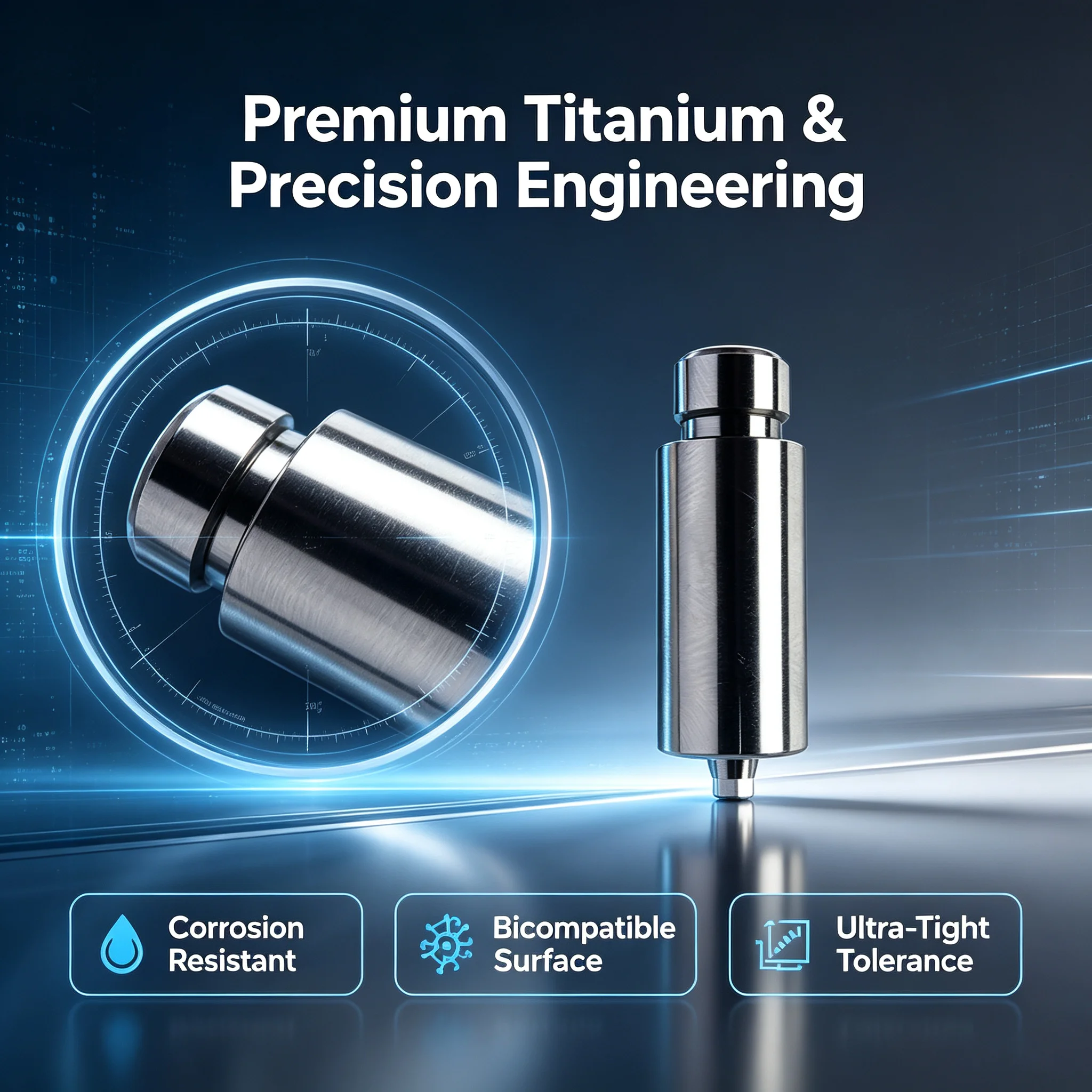 10mm vorgefrästes Abutment Hex Titan CAD/CAM kompatibel mit Osstem, Dentium, DIO, Megagen Dentalimplantat-Laborteilen – Detail 5