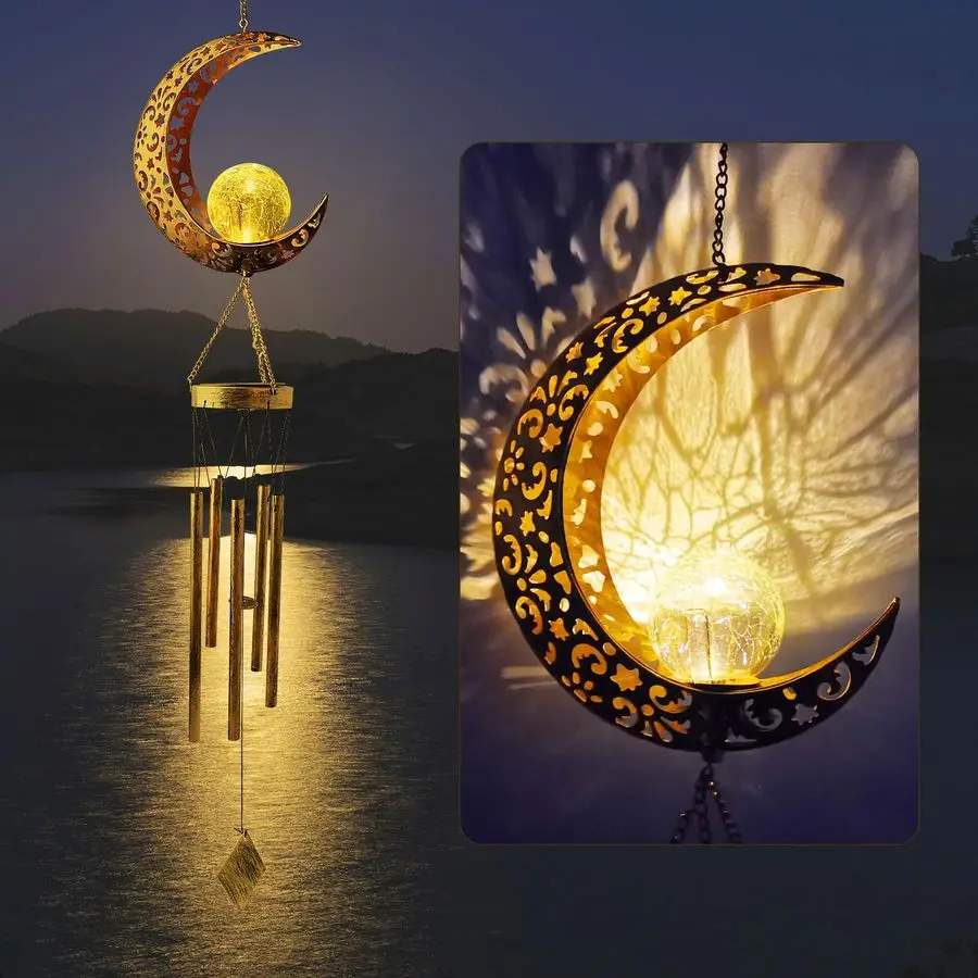 

Moon Light Wind Chimes, Mom Gift Moon Gifts, Mother Decor, Garden Gifts, Sympathy Wind Chimes Outdoor for mom, Grandma, Memorial