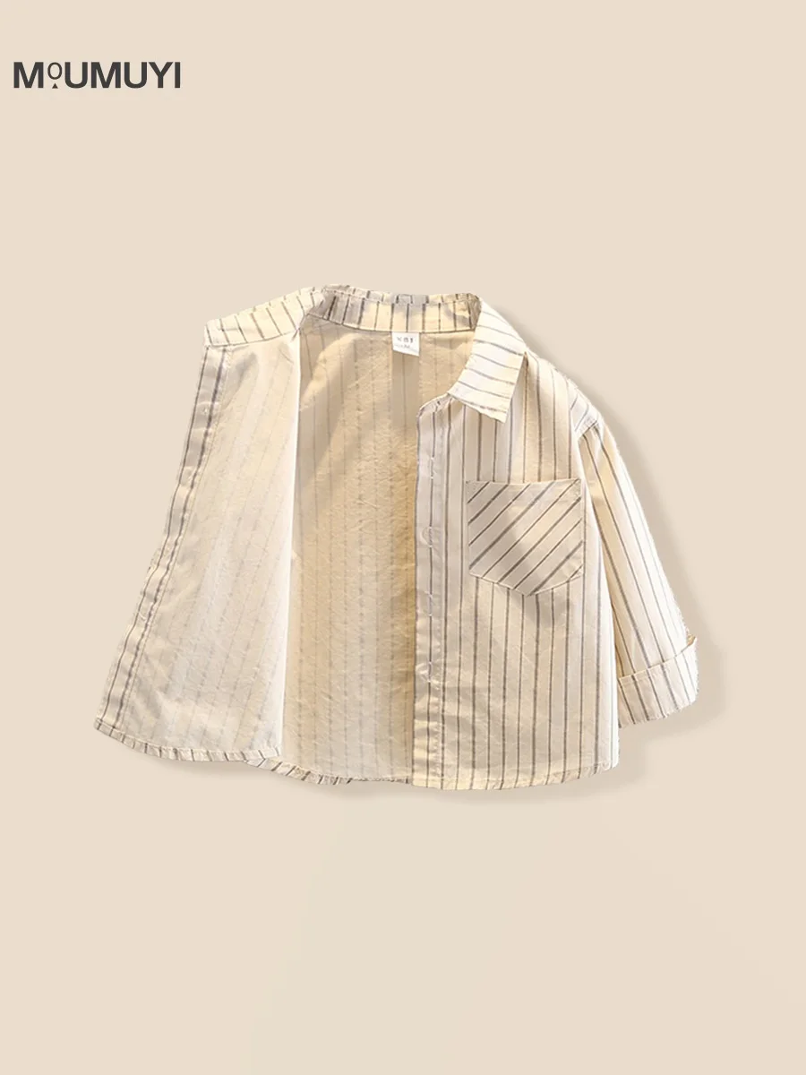 

Children Boys Casual Shirt 2025 Spring Autumn Turndown Collar Striped Kid Boy Shirt 80% Cotton Soft Breathable Toddler Boy Shirt