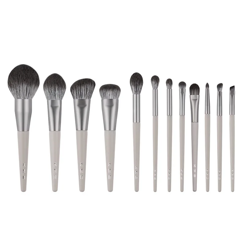 

12pcs/set Grey Makeup brushes Powder Blush Foundation Highlighter Eyeshadow Make up Brush kit Smudge Crease eyebrow brush