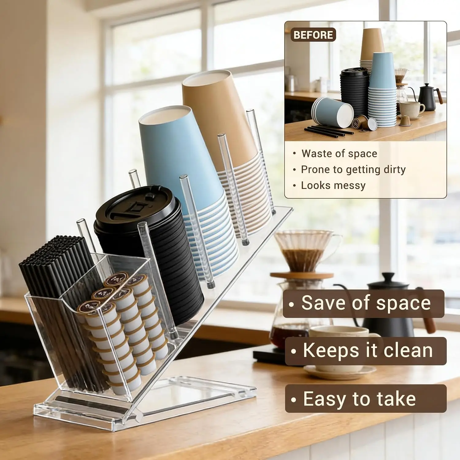 Garvee 1pcs Acrylic Transparent Coffee Capsule Holder - Acrylic Coffee Capsule Holder, Transparent Coffee Capsule Rack, Coffee Capsule Storage Organizer