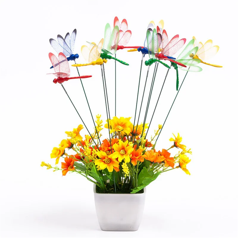 

A98E-48Pcs 3D Dragonfly Garden Decor Dragon Fly Garden Stakes Dragonflies Garden Ornaments Patio Decoration Dragonfly Stakes