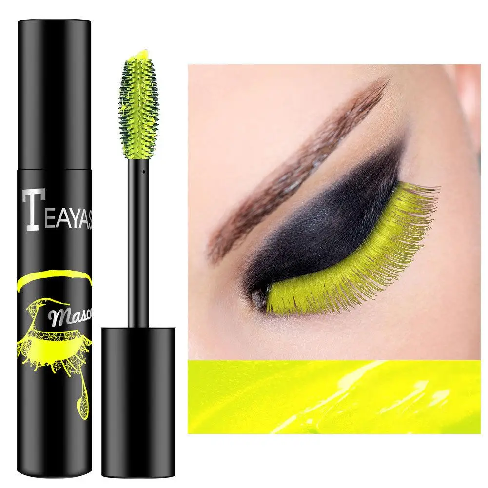 Bunte Mascara 5-farbig wasserdicht langlebige Curling Seide rote Faser 4d dicke Mascara weiß lila blau grün o1u0