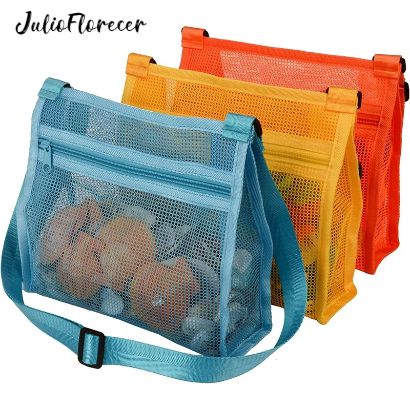 JulioFlorecer 3 PACK Beach Mesh Shell Bags for Holding Beach Shell Toys Collecting Bags for Kids Shell bag for Picking Up Shells