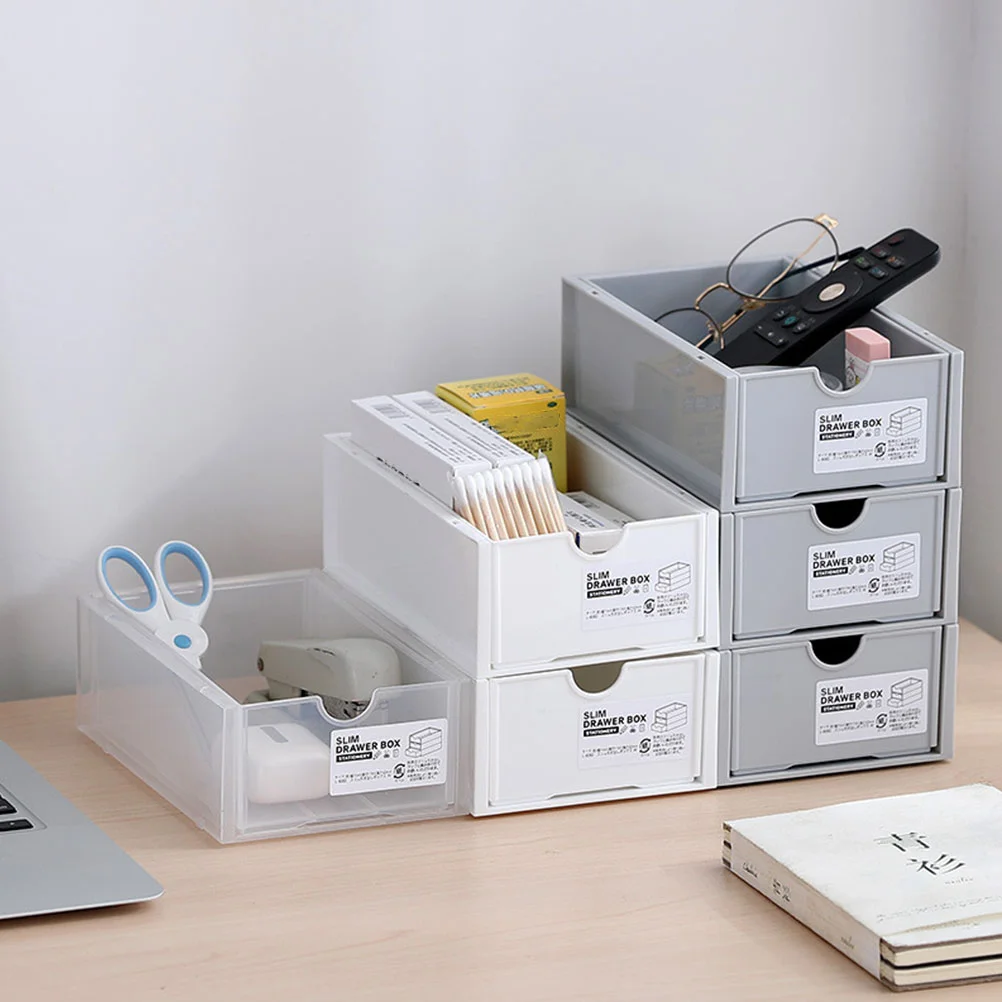 Caja de almacenamiento de 2 uds., cajón de juguete, contenedor, tapa, cajones, caja de plástico, organizador de escritorio, combinación de papelería