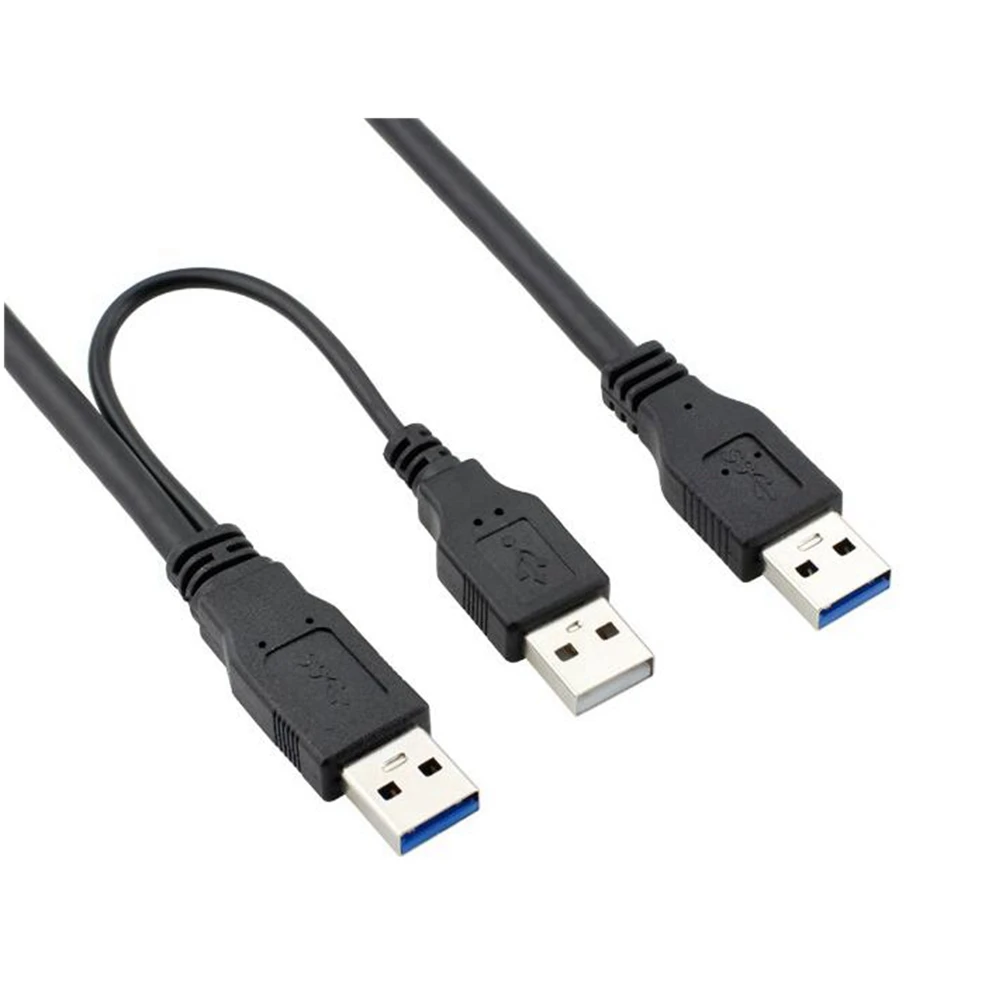 

0.5M USB3.0 male to male 3USB portable hard drive data cable connection cable 3A with auxiliary power port 3AM dual head power s