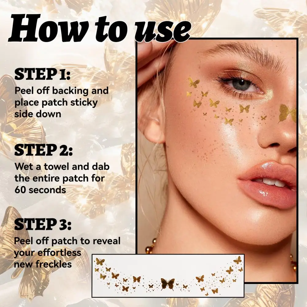 Gold Face Glitter Makeup Speckles Sparkling Glitter Freckle Face Tattoo Stickers for Festivals Halloween Parties Waterproof