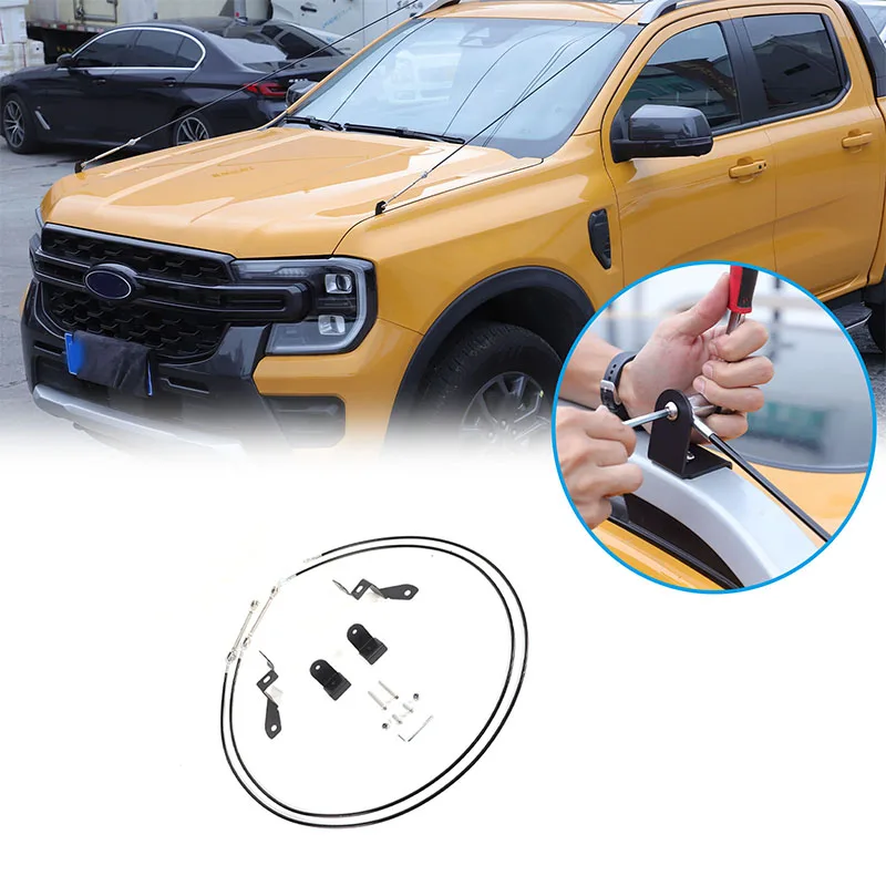 

For Ford Ranger 2023-2024 Metal Black Car Through Jungle Protection Obstacle Elimination Ropes Car Modified Accessories