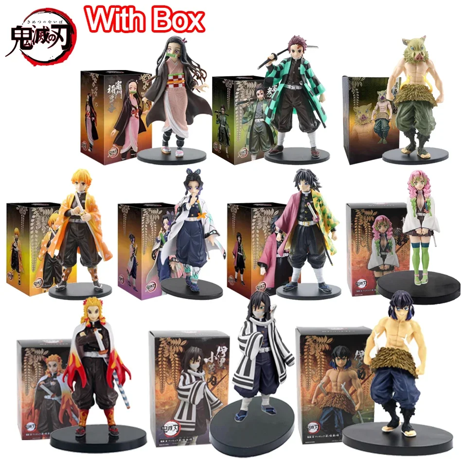 Anime Demone Slayer PVC Figure Tanjirou Nezuko Zenitsu Inosuke Giyu Figurine Giocattolo Kimetsu No Yaiba Modello Garage Kit Ornamenti