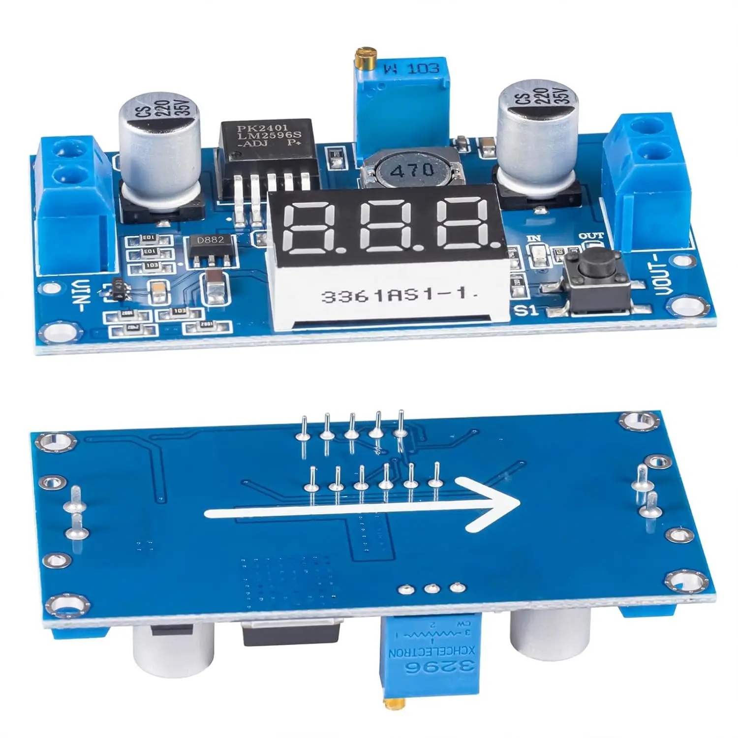 5 Pack LM2596S Buck Converter High Efficiency DC-DC Converter Voltage Regulator 3.0-40V to 1.5-35V Adjustable Output
