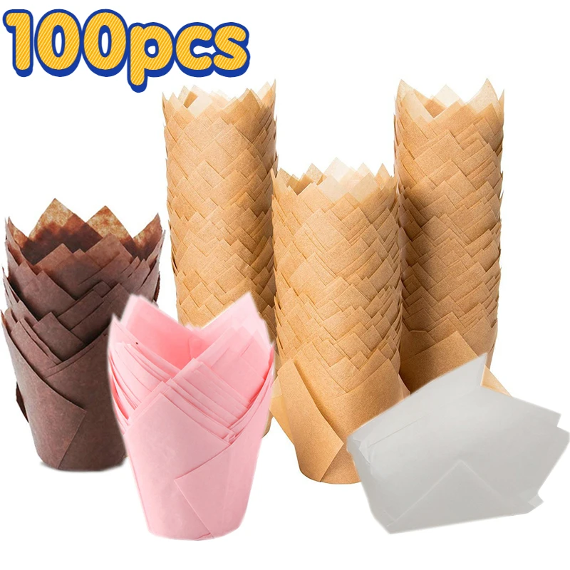 100 sztuk papierowych kubków do pieczenia Bezpieczne, olejoodporne wkładki do babeczek na świąteczne przyjęcia Muffin Czekoladowe mini papierowe kubki do pieczenia