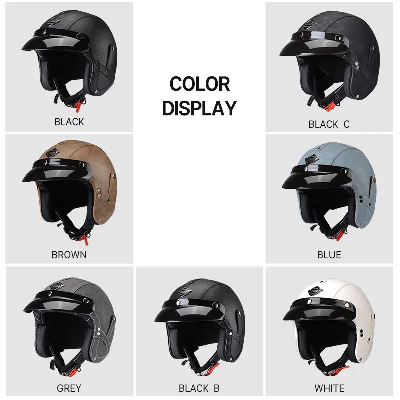 Keaz velho preto rosto aberto capacete retro 3/4 capacetes de motocicleta cafe racer chopper capacete dot aprovado