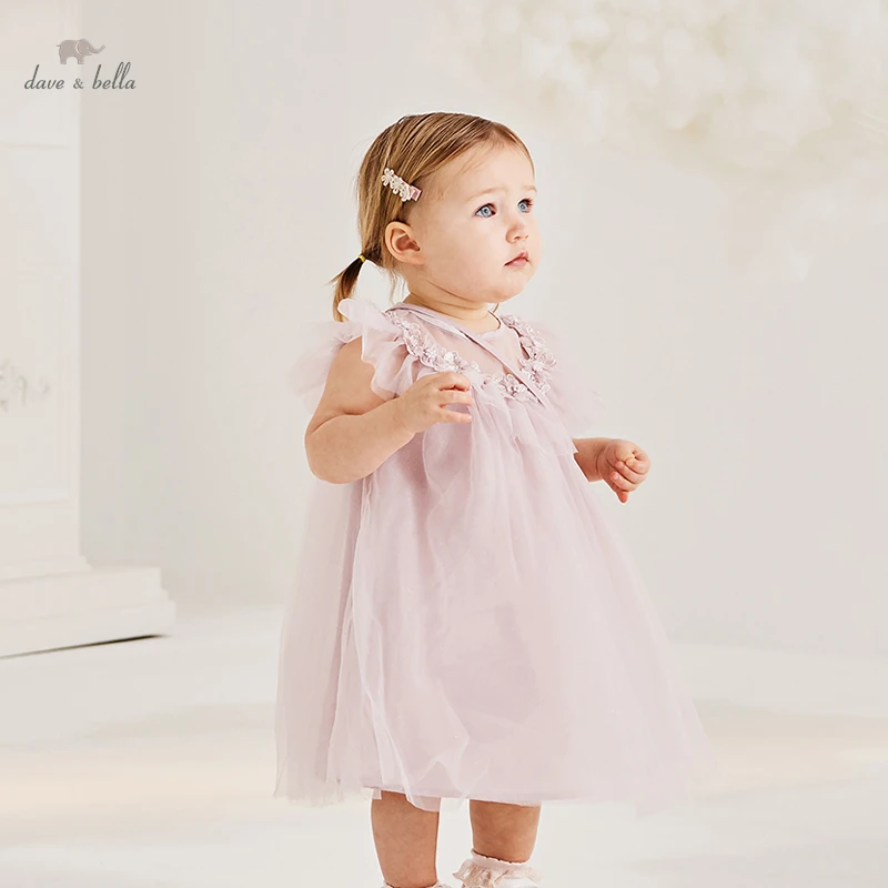 DB2221364 dave bella summer baby girls fashion floral dress with small bag party dress children girl infant lolita 2pcs clothes