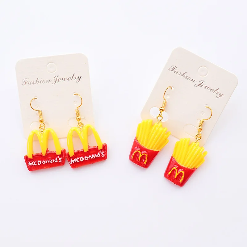 Ovxxons 1 Pair Explosive Popular Food and Play French Fries Earrings Creative Simulation Potato Chips Earrings Jewelry