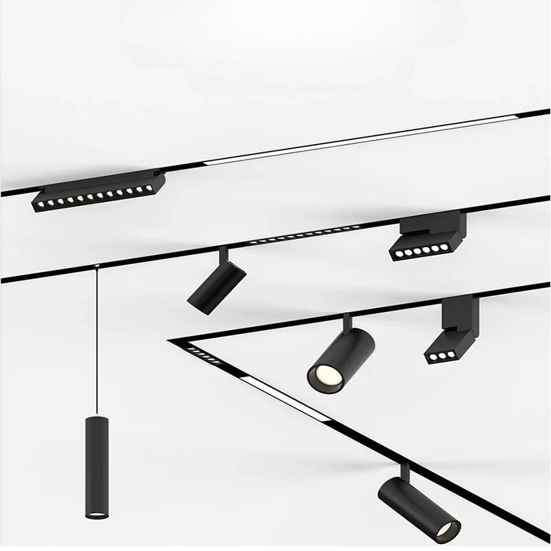 Concealed embedded living room household without main lamp lighting folding magnetic lamp track surface mounted 48v magnetic