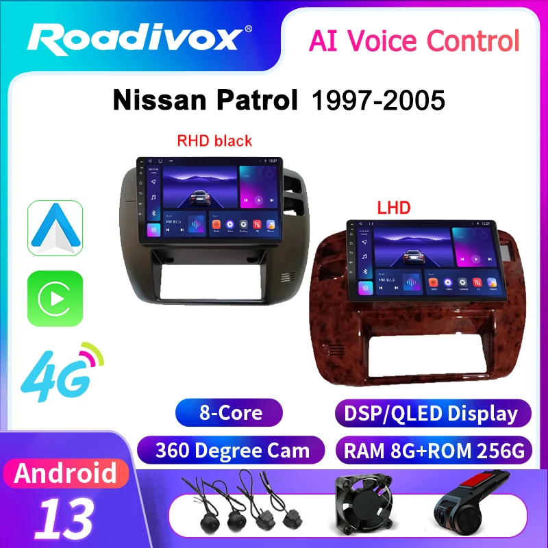 roadivox Android car radio for Nissan Patrol 1997 2005 stereo GPS Navigation video Multimedia Player tape recorder no 2din