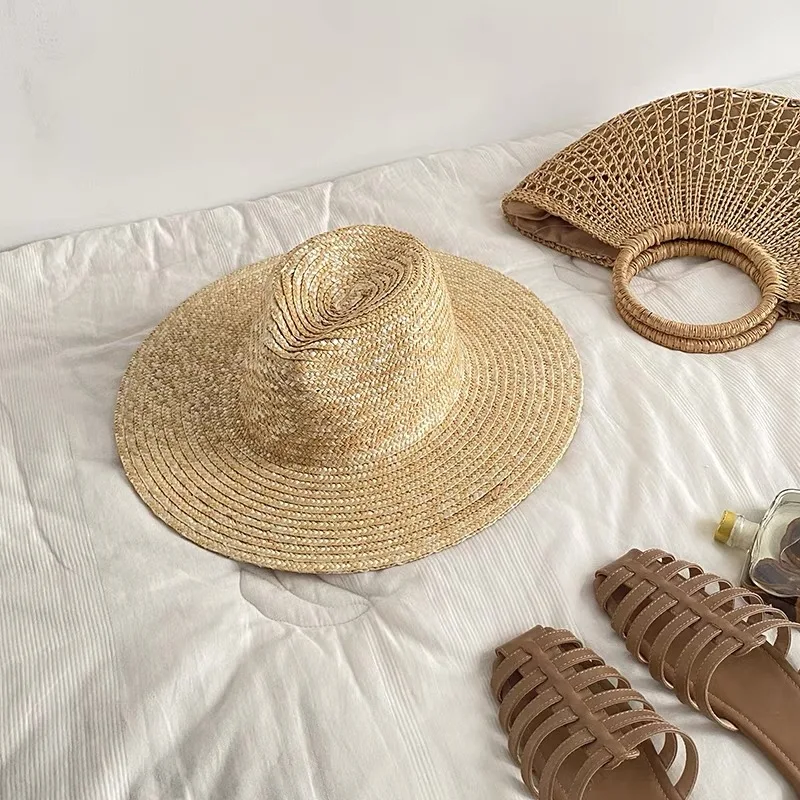Sommer Breite Krempe Panama Boater Hut 5cm 7cm 10cm Krempe Stroh Hut Frauen Derby Hut Sonnenhut strand Kappe Sombrero Mujer Playa Chapeau – Detail 8