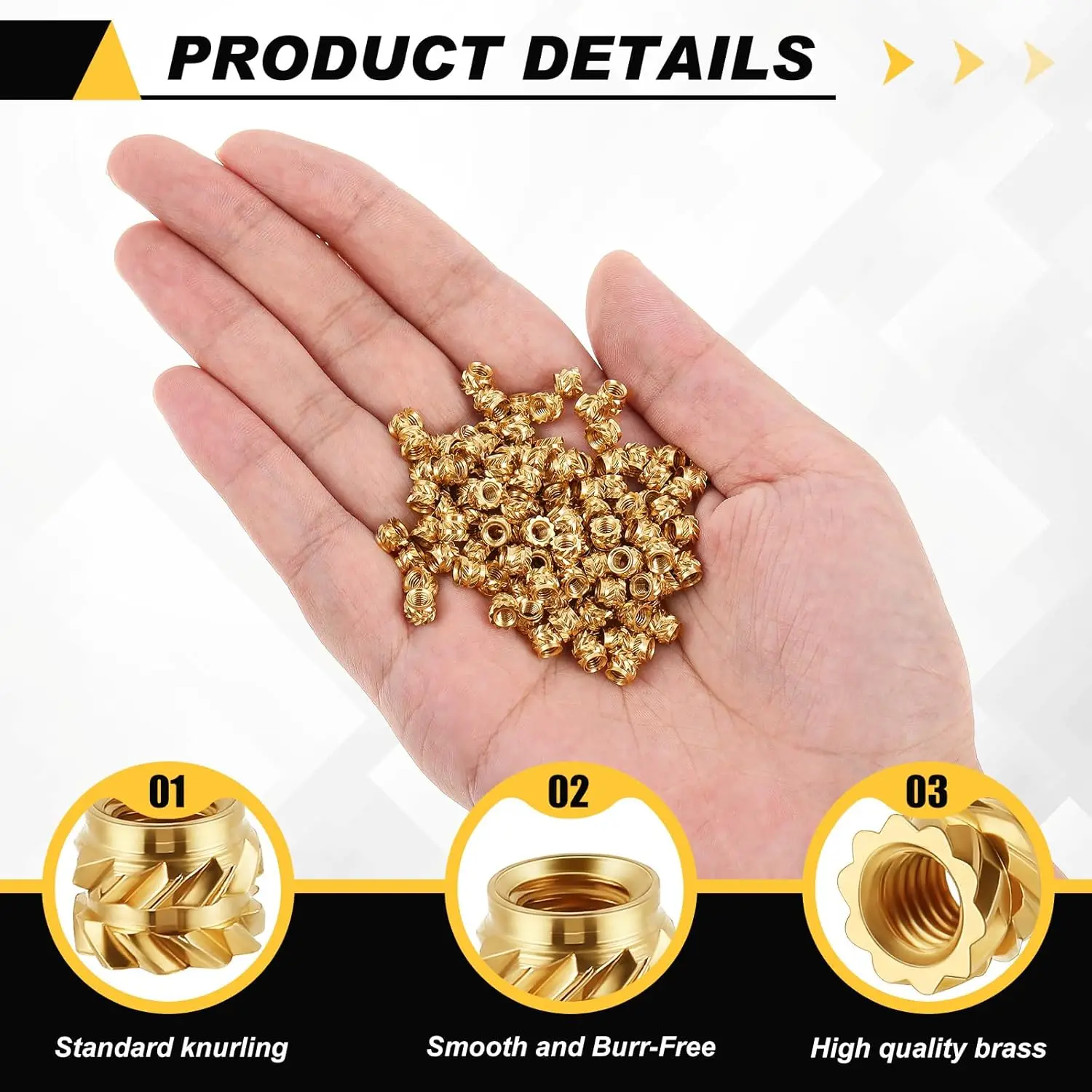 100pcs M3 M3*5.7-OD4.6 Thread Knurled Brass Threaded Heat Set Heat Resistant Insert Embedment Nut for 3D Printer Accessories