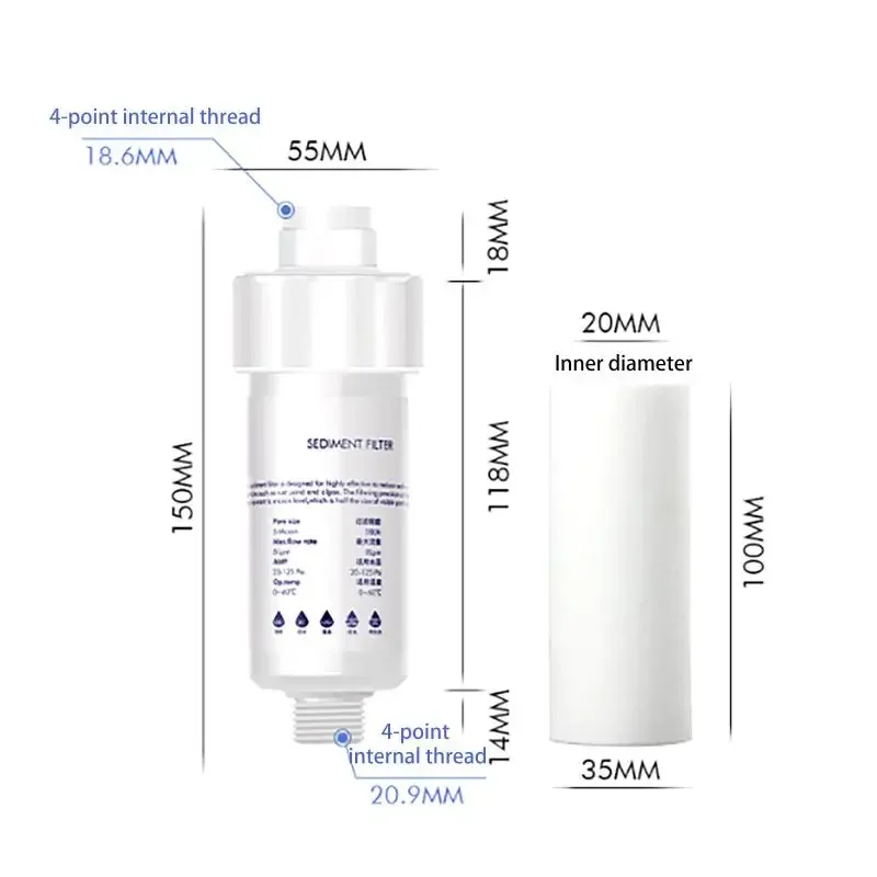 Haushaltswasserreiniger, Duschkopf, Waschmaschine, Toilettenfilterkern, kleiner Vorfilter, austauschbarer Kern, PP-Baumwolle