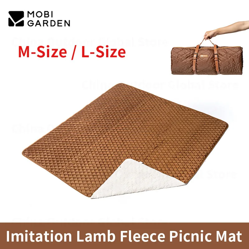 MOBI GARDEN Portable Picnic Mat Imitation Lamb Fleece Outdoor Blanket Dirty Resistant Soft Moisture-Proof Pad Camp Folding Mat