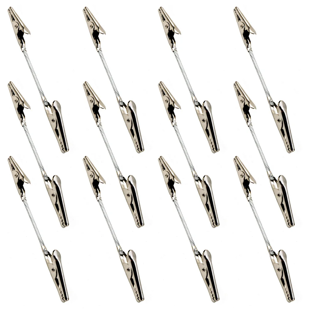 

12 pcs Double Headed Alligator Clips Alloy Memo Clamps For Photos Notes Cards Diy Craft Wire Rope Picture Holders