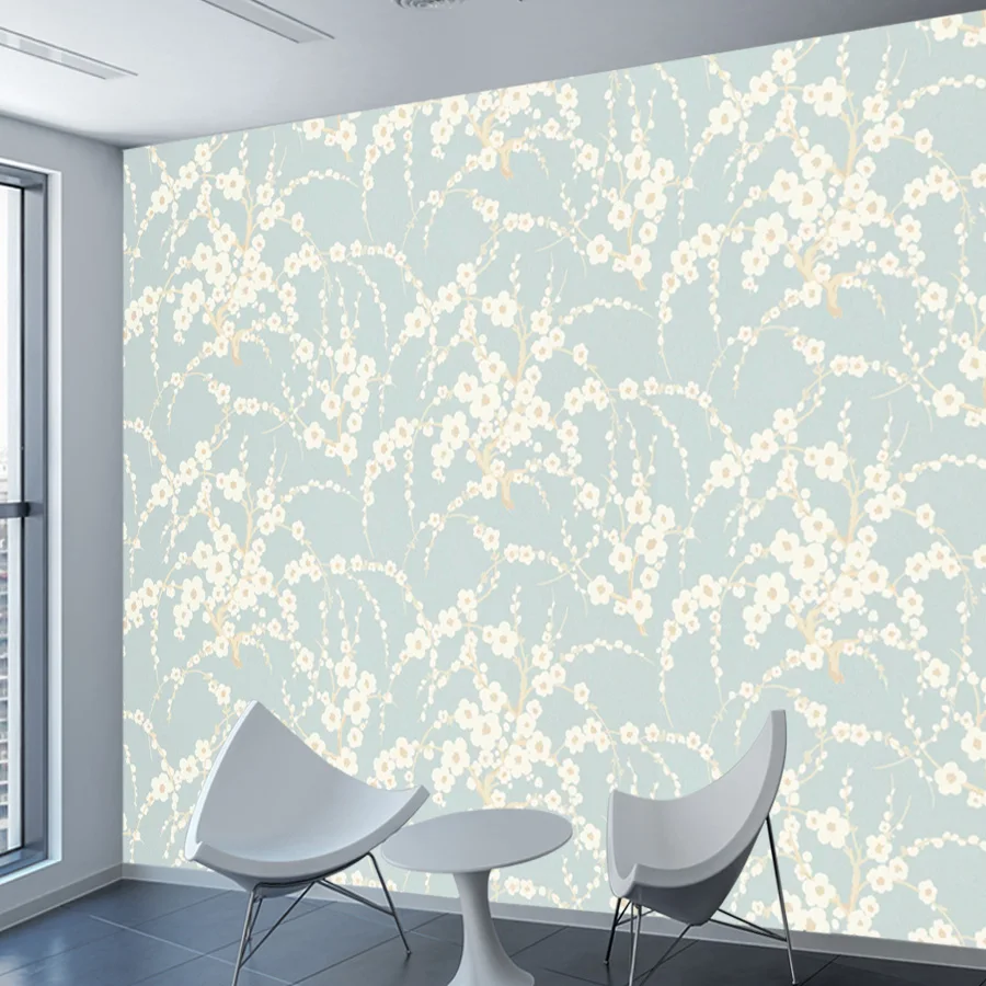 12+ Botanical White Floral Branch Natural Murals, Self Adhesive Optional, Wallpaper Decor for Living Room Girls Walls Renovation